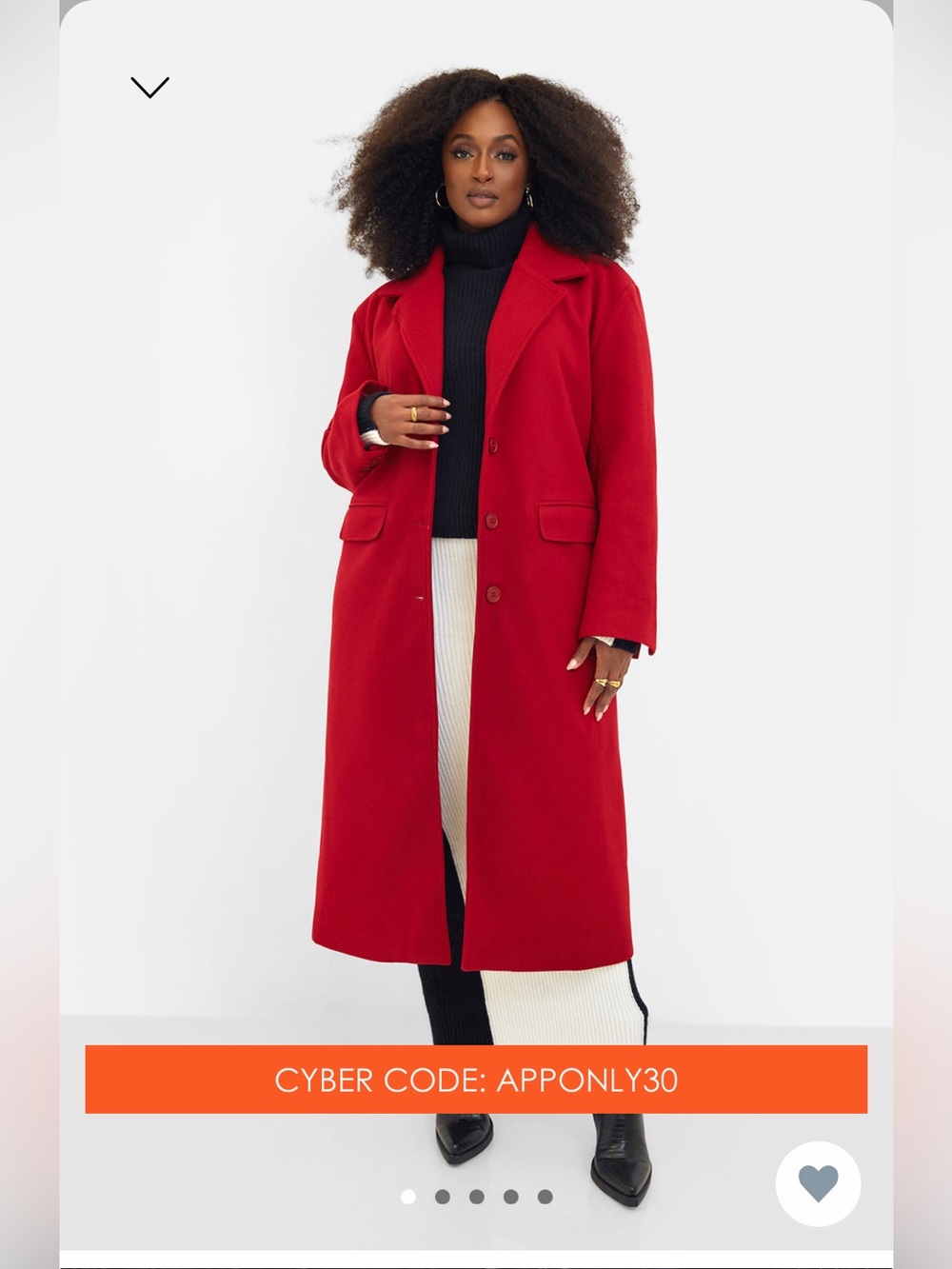 Classic Red Long Wool Coat - Women's Outerwear - 3X